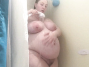 Huge Pregnant BBW Masturbates in the Shower